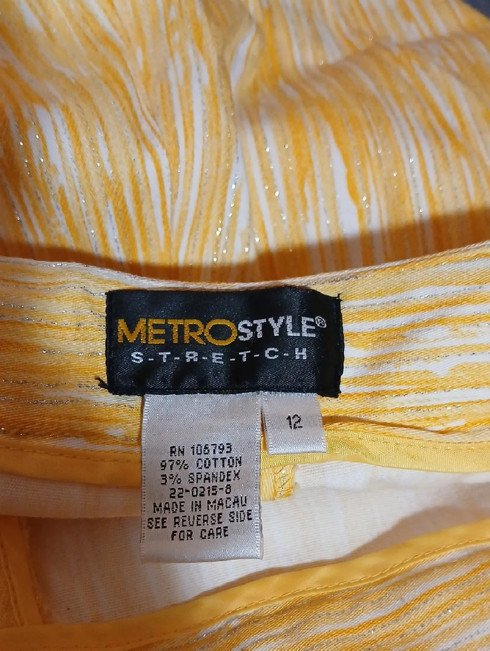 GLITTER, GLITTER, Yellow, White & Glitter Stretch High Waist Straight Leg Pants